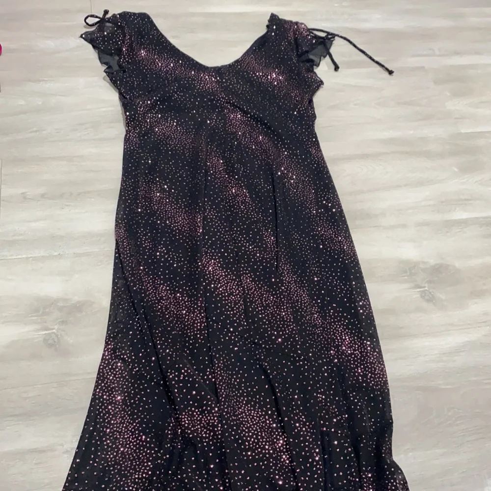 Vintage 90s Byer Too Black Midi Dress Sparkle, Size Medium - Picture 8 of 9